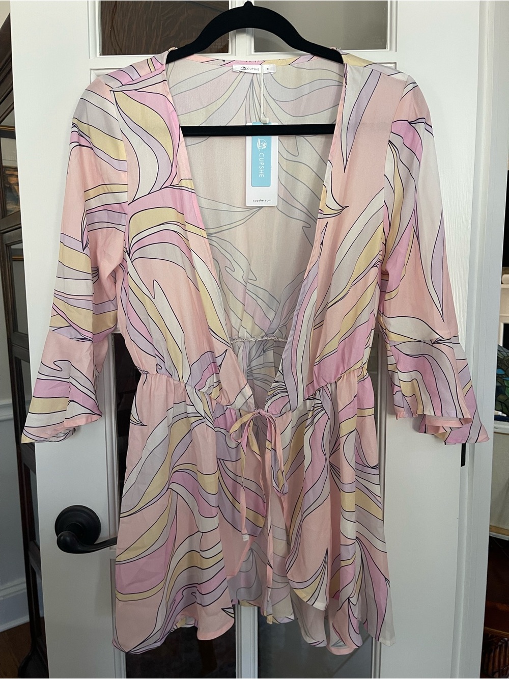 NWT Cupshe Samantha Bell Sleeve Tie Waist Cover Up Size Medium